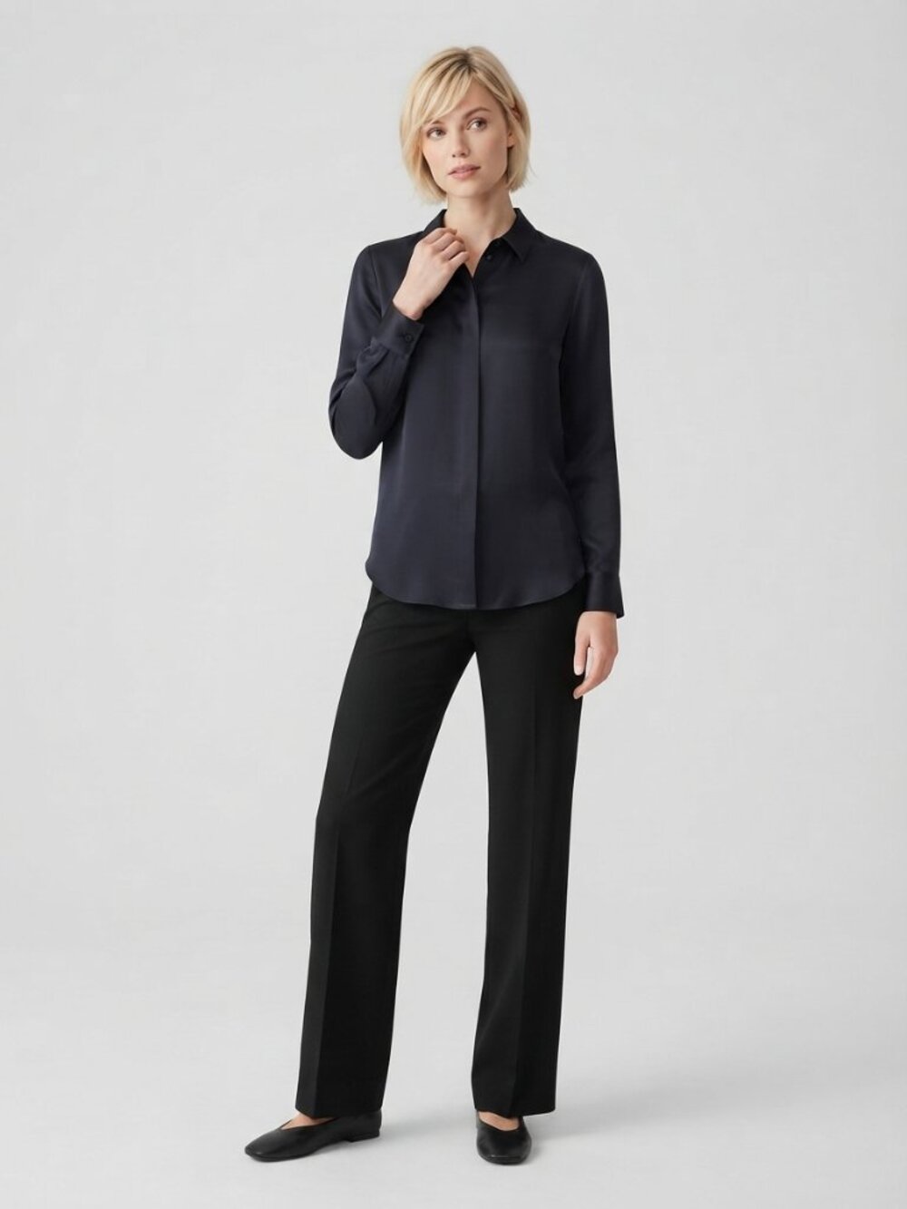 2/$30 TAHARI Petite Straight Leg Pullon Trouser Dress Pant Black #A4770